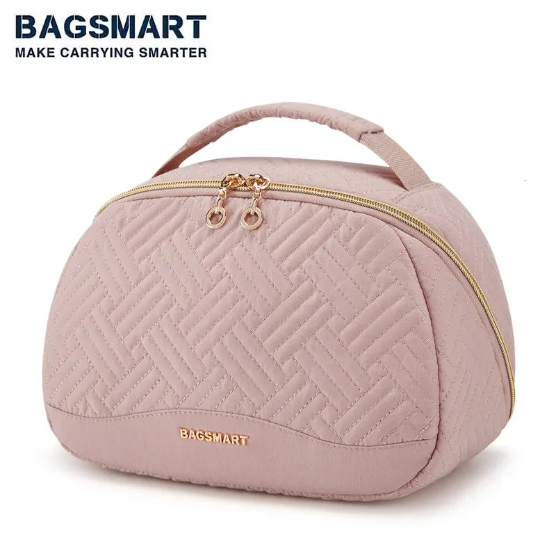 BAGSMART trousse de toilette pour femme trousse de maquillage de voyage étanche avec grande ouverture trousse cosmétique T pour accessoires de toilette 240102