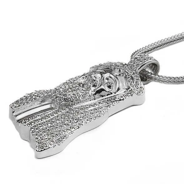 Baguette Moissanite bijoux Hip Hop glacé jésus collier personnalisé pendentif 5