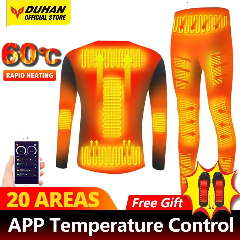 Mannen 20 Zone Winter Warm Verwarmd Ondergoed Verstelbare Temperatuur Elektrische Verwarming Ondergoed Outdoor Skiën Thermisch Ondergoed 231229