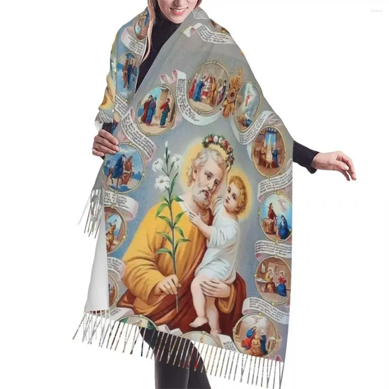 Lenços de lenços lenço de lenço pashmina inverno shawl embrulhando bufanda feminina dama de Guadalupe Virgem Maria Jesus Print Cashmere