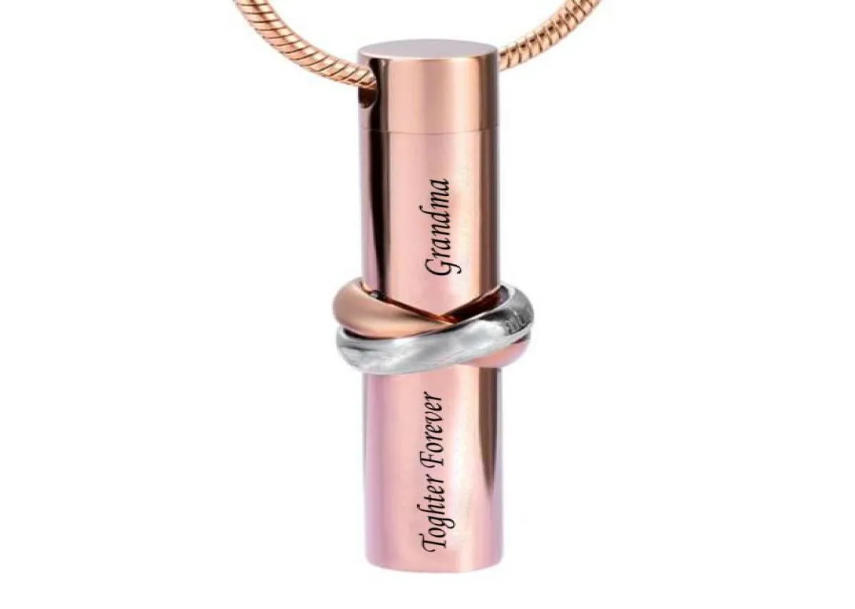 Fashion jewelry custom Loving Memory Together Forever brother rose gold Cylinder Memorial Pendant Ashes Urn Cremation Necklace9667410