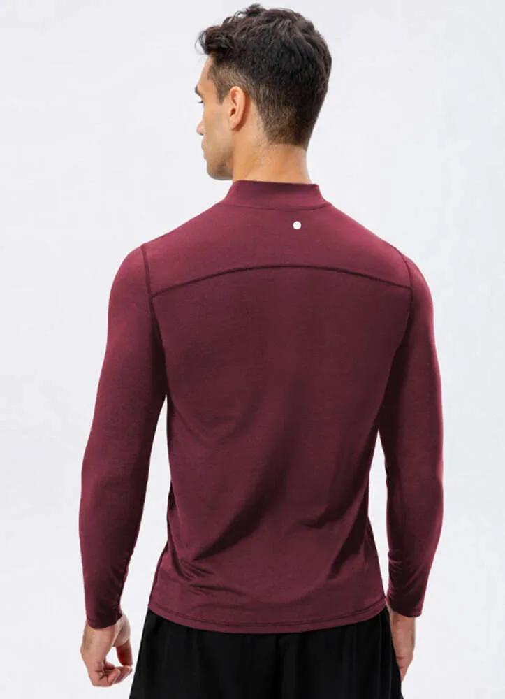 LL Men Long Sleeve Stand-Up Polo Sirt قميص مرونة عالية الجوار تشغيل اللياقة البدنية التدريب السريع الجاف جاف الملابس الربيع الخريف أعلى 52