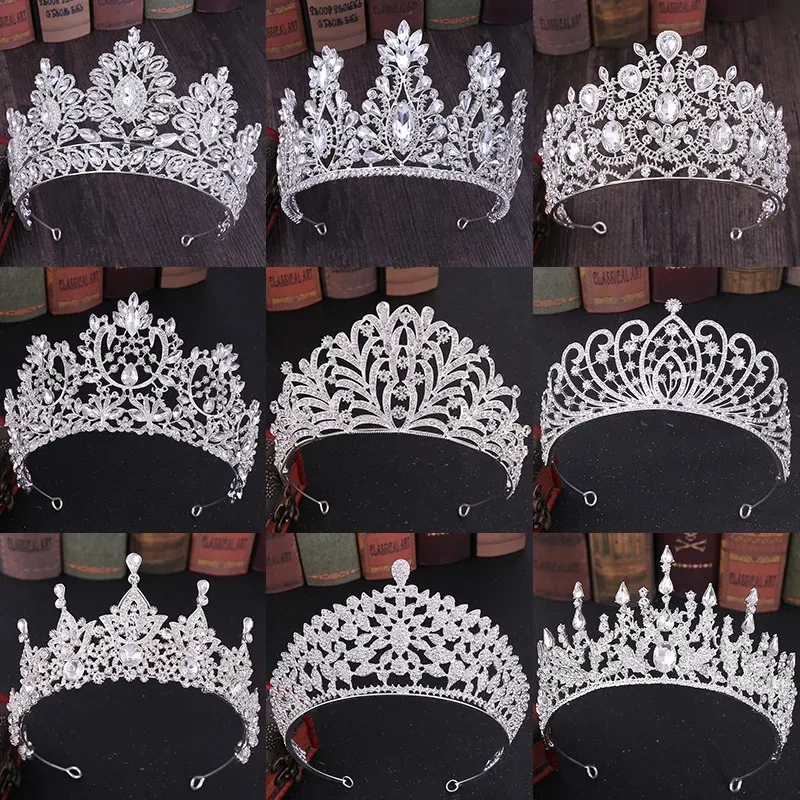 Accessoires de cheveux de mariage en cristal de couleur argent à la mode strass diadème de mariée et couronnes femmes princesse tête bijoux diadèmes 240102