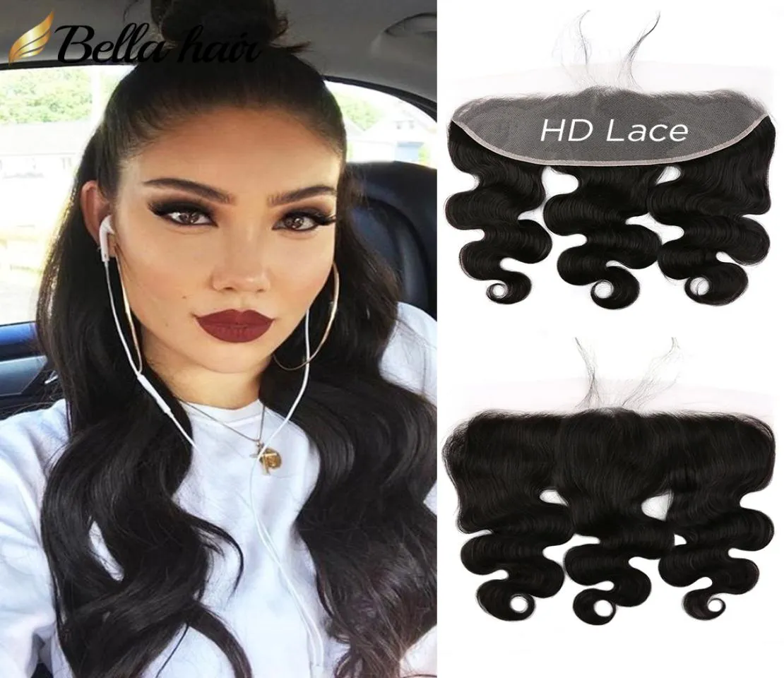 Extensions de cheveux naturels brésiliens, Body wave, Lace Frontal Closure brun transparent HD, 13x4, qualité Bella Hair, 11A6756415