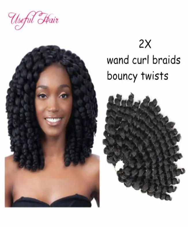 Gehaakte vlechten haar 8 inch Bounce Jamaicaanse Afro Fluffy Jumpy Wand Curls Kanekalon Ombre Jumpy Wand Curl zacht gehaakt haar ext7402356