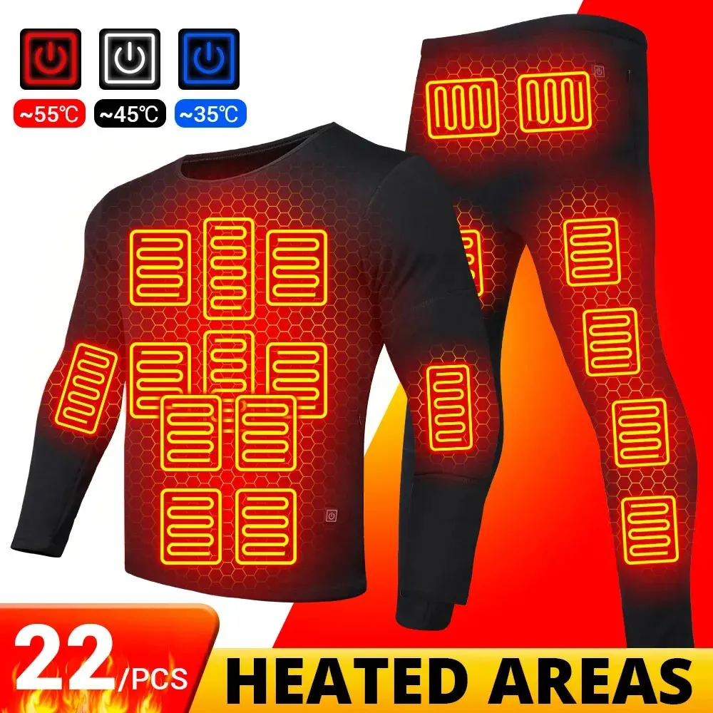 Heizung Thermo-Unterwäsche Männer Winter Warme Kleidung Frauen Elektrische Heizung Jacke Baumwolle Hosen Radfahren Jacke Herbst Hosen Set 231229