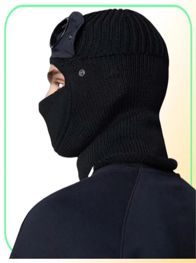 Two lens windbreak hood beanies outdoor cotton knitted windproof men face mask casual male skull caps hats black grey army green h9958767