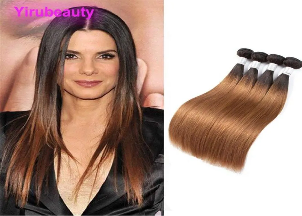 Peruansk människa hår ombre 1b30 jungfruhår billigt remy rak t1b30 hårförlängningar 4 st dubbla wefts7244827