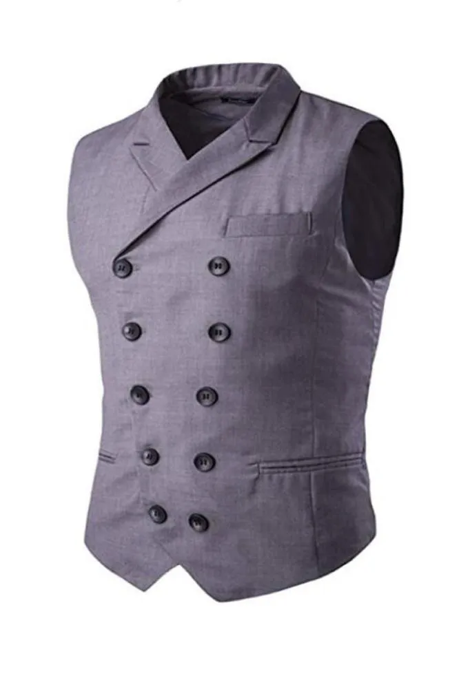 Męskie Slim Fit Business Casual Vest Tuxedos Waistcoat Podwójnie piersi inteligentny kamizelki płaca kamizelki Groomsmen Mężczyźni noszą niestandardowe MA9491080