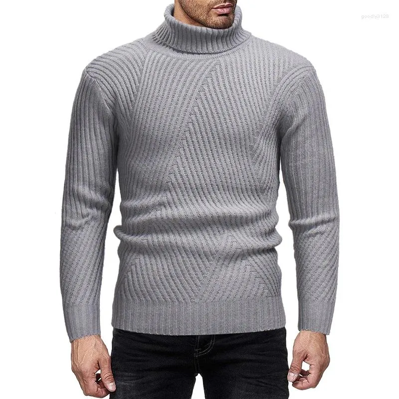 Heren Truien Lente Herfst Winter Warme Slijtage Katoenen Trui Truien Jumper Man Coltrui Gestreepte Jacquard Vlechten Trui