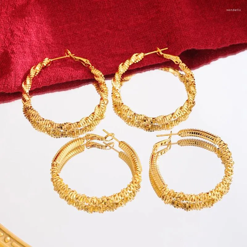 Baumeln Ohrringe Echtes Gold Mode Koreanische Einfache Hoop Für Frauen Männer Charming Chic Party Schmuck Zubehör Geschenke