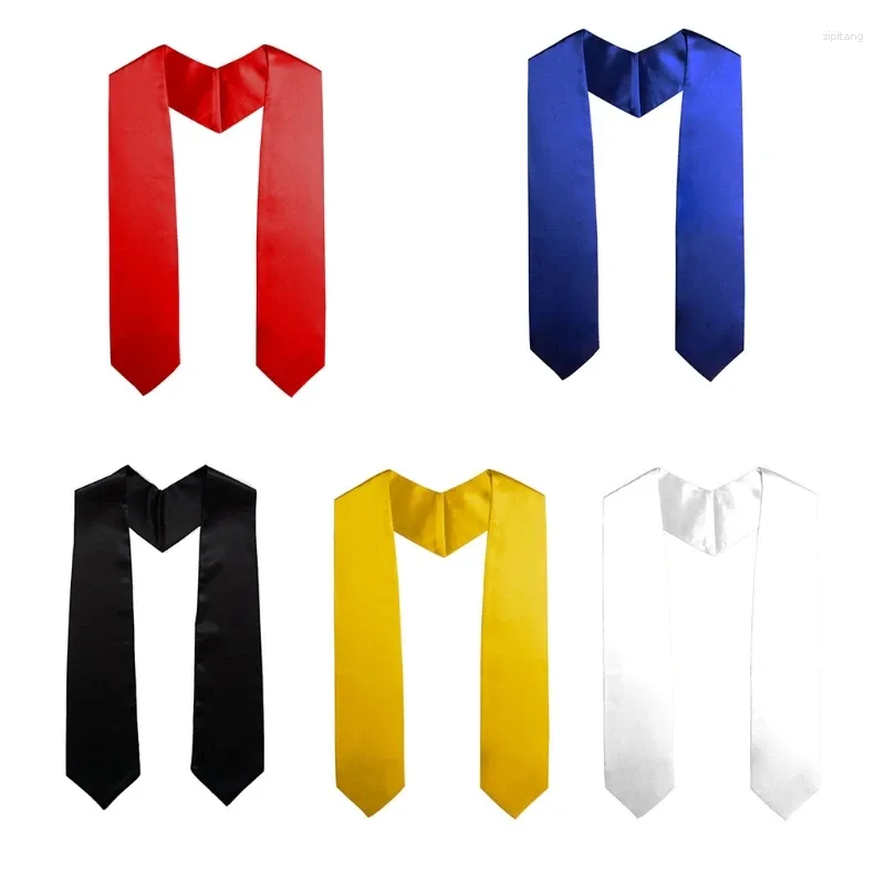 Scarves Unisex Graduation Stole Sash Adult Plain Polyester Ceremony 60inch Gold White Blue Red With Cloting D
