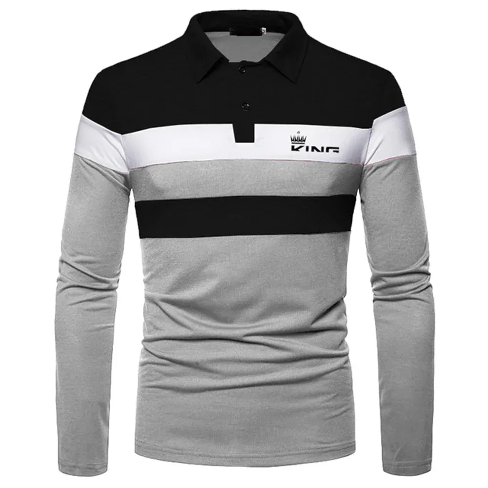 Herrredigering Design Summer Long Sleeved Polyester Polo Shirt Slim är lämplig för Business Leisure Printing Tops 240102