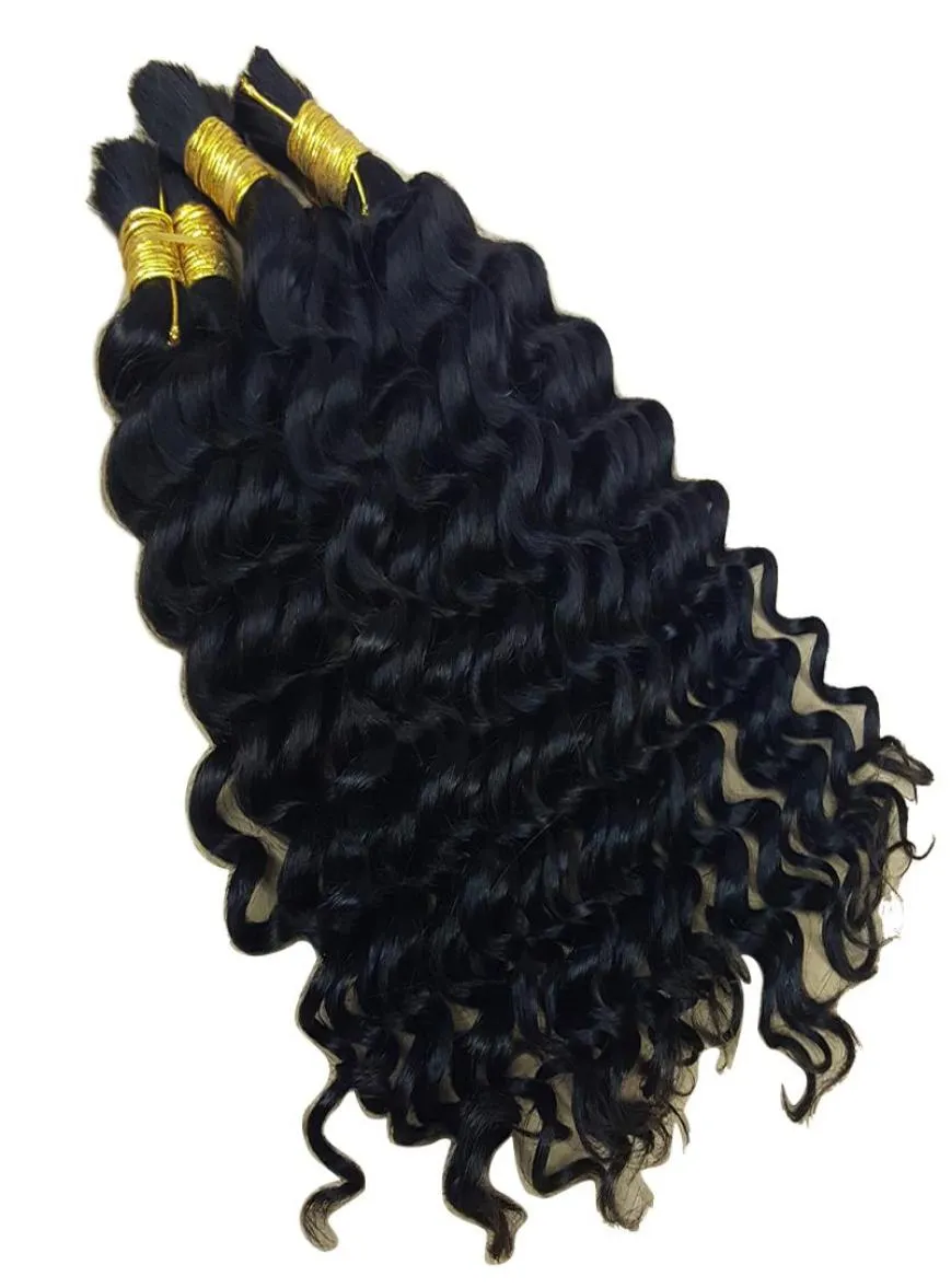 Deep Curly Wave Human Hair Bulk för flätning Afro No Attachment Crochet Braids4927188
