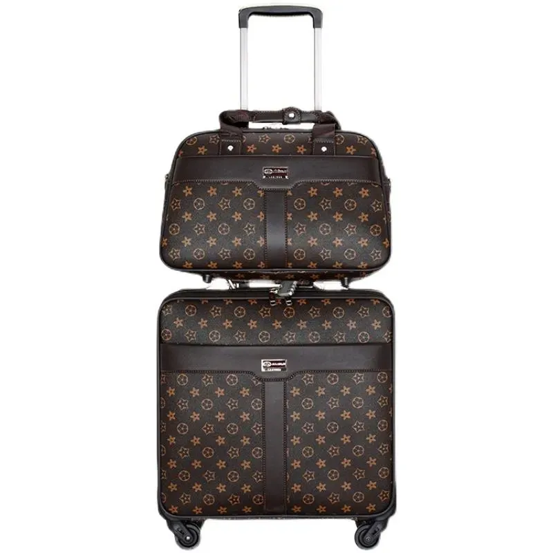 Koffers 2021 Hoge Kwaliteit 16 "Inch Retro Vrouwen Bagage Reistas Met Handtas Rollende Koffer Set Op Wielen