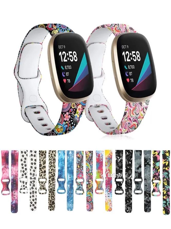 Fitbitのシリコンパターン印刷ウォッチバンドVersa 3女性男性フローラルブレスレットバンドフィットビットセンスVersa3スマートウォッチストラップW8487944