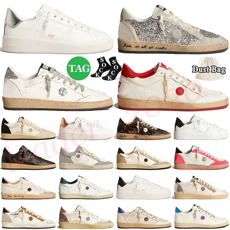 Silverglitter med rosa mocka läder övre bollstjärnor sneakers kvinnor designer casual skor drömmer om åttiotalet basket skateboard gjord i Italien tränare