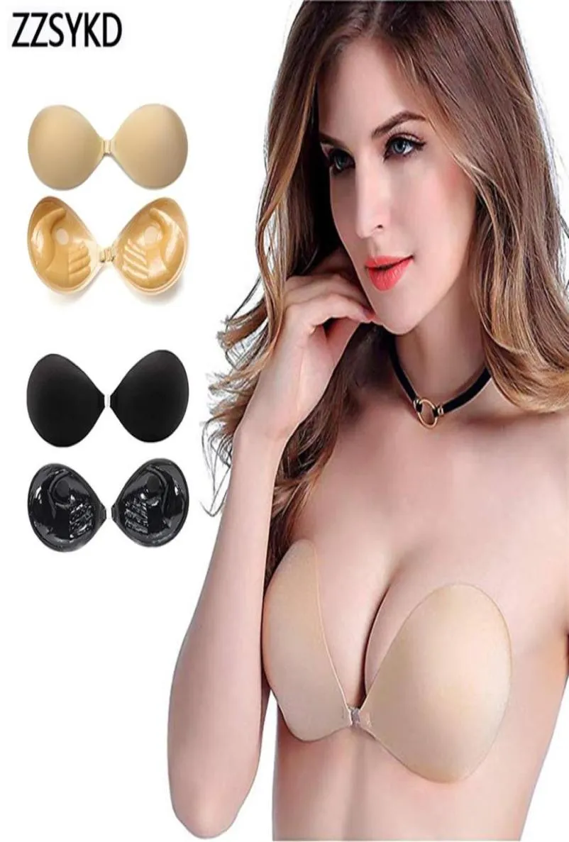 Sexy Lingerie Women Thicken Adhesive Strapless Bra Comfortable Seamless Push Up Bra Silicone Lifting Sticky Invisible Waterproof231702449