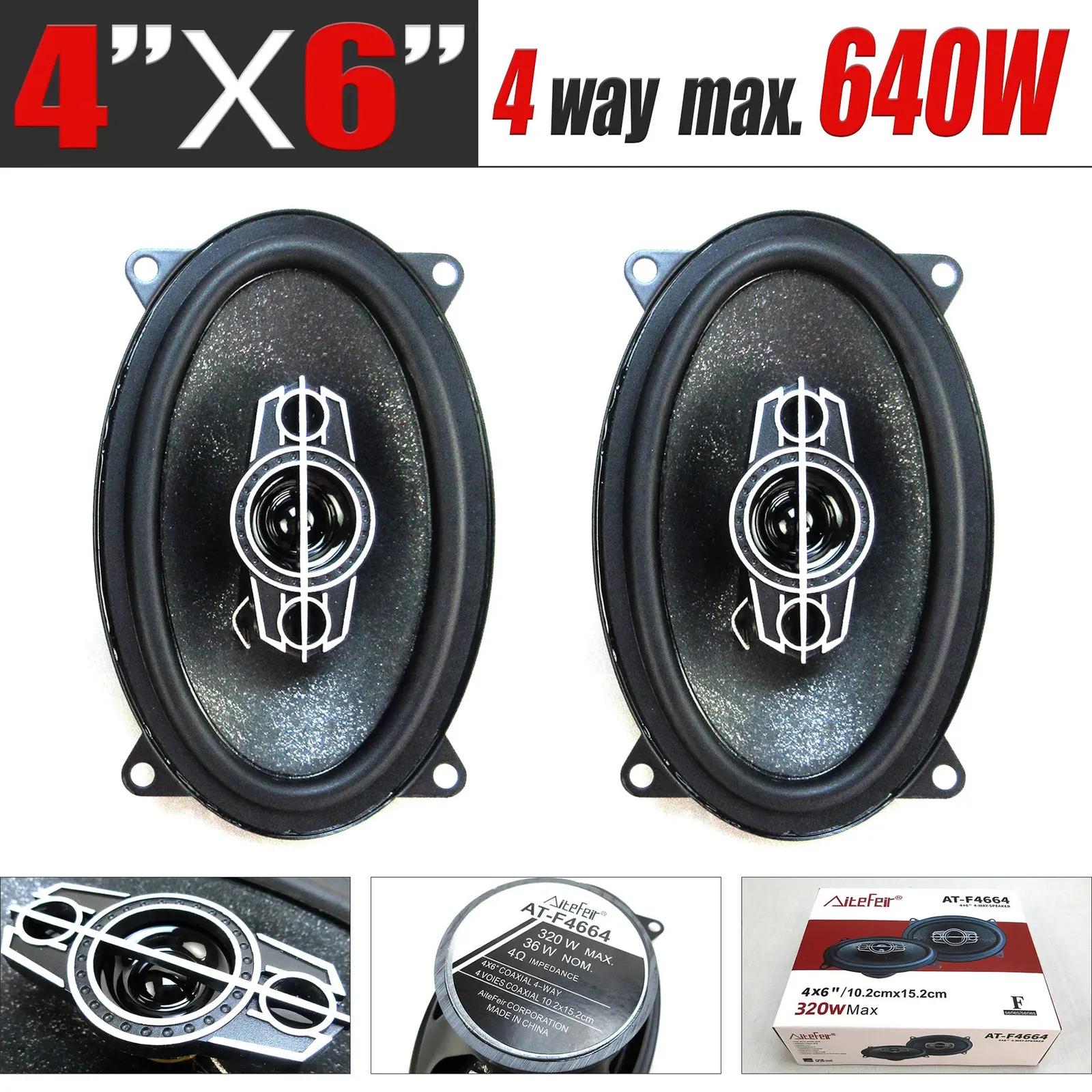 2PCS 4x6 cal 640W 4-drogowy samochód HiFi koncentryczny głośnik głośnikowy audio muzyka stereo tweer w głośniku Władze Mid-Woofer Pełny zakres częstotliwości 240102