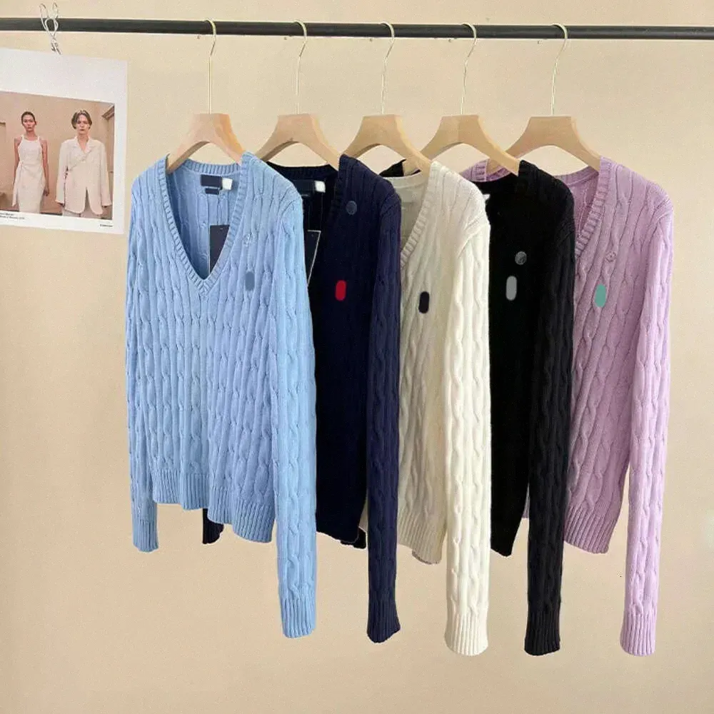 Designer Womens Ralph Sweaters V-Neck Pullover Sweater Laurens Slim Sticking Kläder stickade topp högkvalitativ och korrekt logotyp F2NR#