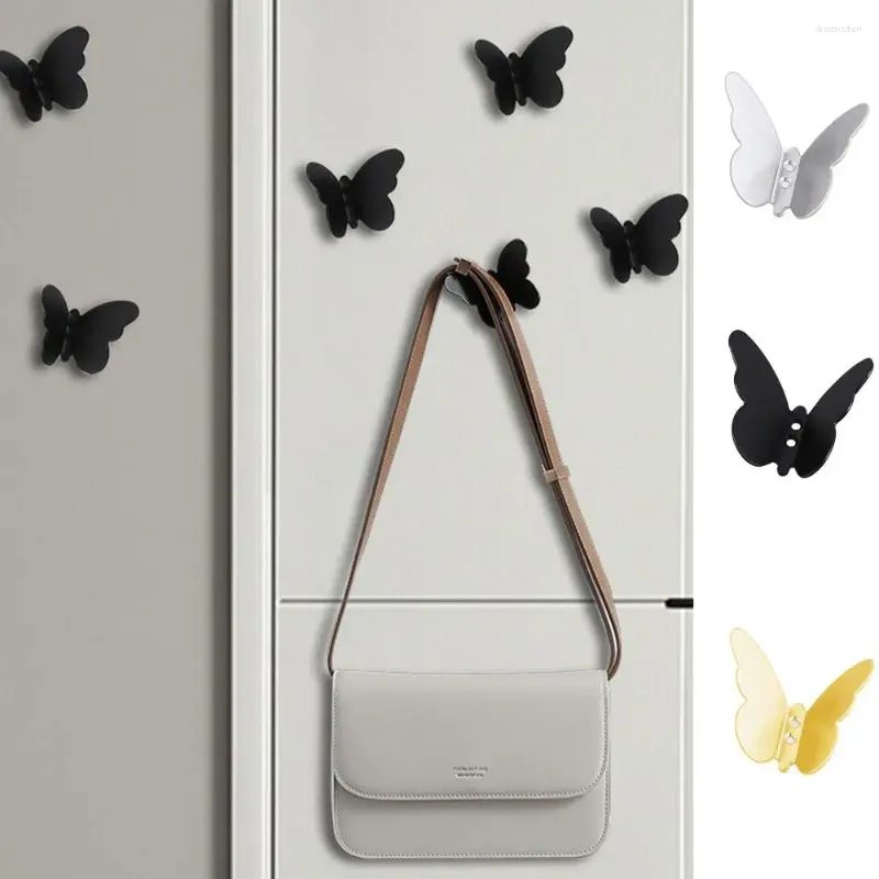 Hooks Wall Mounted Hook Kitchen Bathroom Accessories Stainless Steel Towel Key Coat Punching Back Door Butterfly Storage Hanger