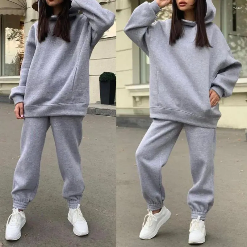 Ensembles de course femmes lettre sweats à capuche survêtement solide décontracté 2 pièces ensemble automne fermeture éclair à manches longues pull sweats pantalons de jogging tenues