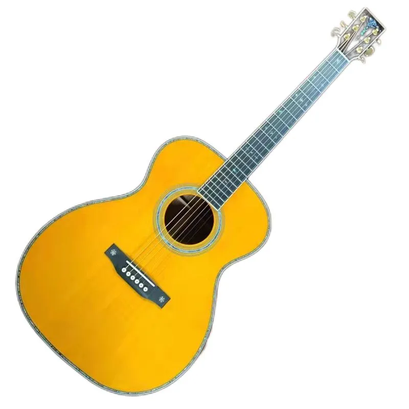 Guitare acoustique acoustique jaune série OM42 en bois massif 40 "