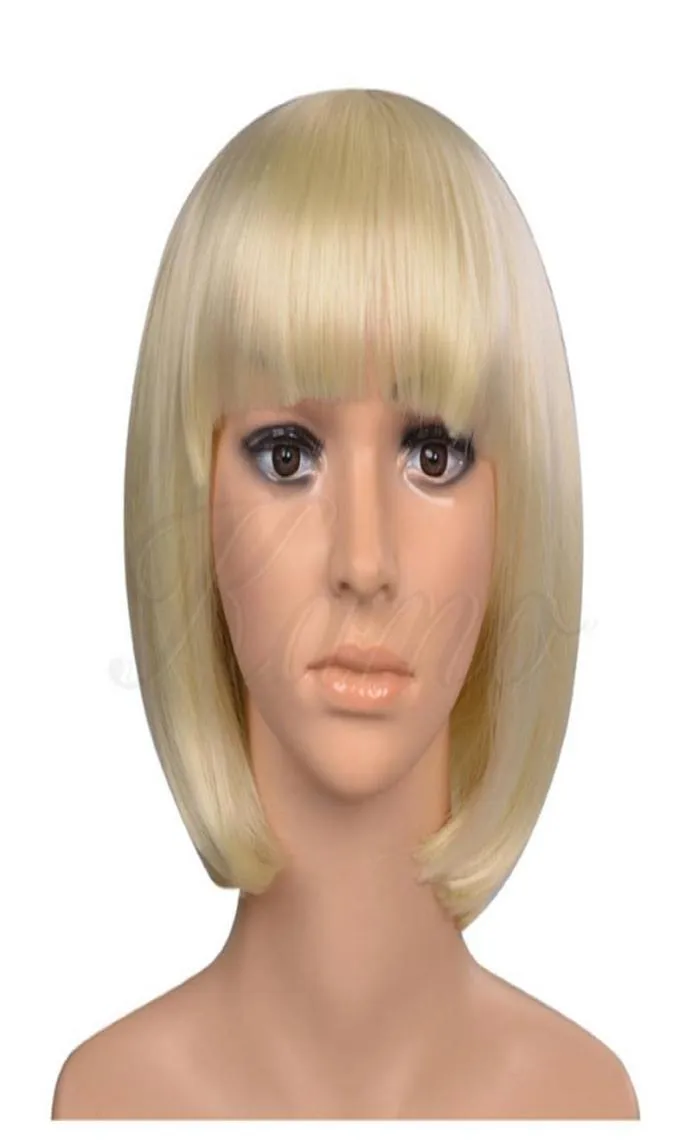 WoodFestival short bob wig heat resistant fiber hair wigs blonde natural fashion ladies straight wig synthetic women7126384