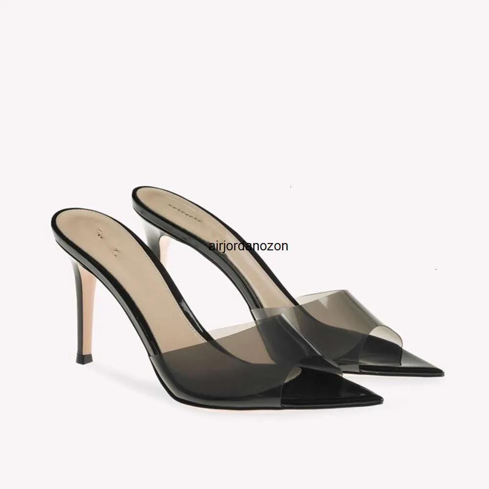 Scarpe firmate 8,5 cm Nuovo arrivo Gianvito 11 Rossi Scarpe da donna Sandali con tacco alto - Tomaia trasparente con décolleté in vera pelle Décolleté con punta aperta Pantofole in PVC con