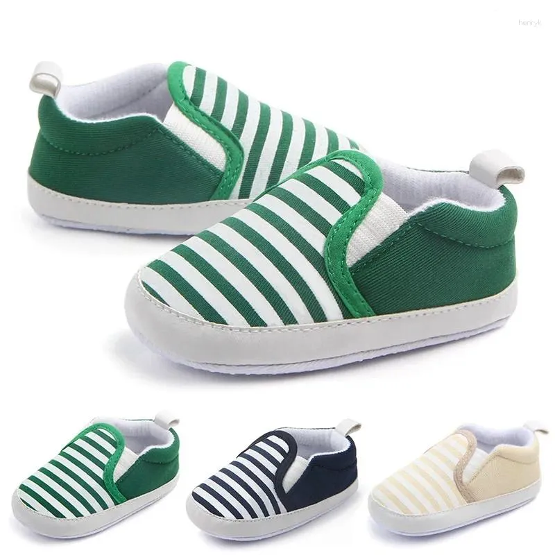 Eerste wandelaars Canvas babyschoenen Marinestreep Jongensmode Kleine meisjes Zachte zool Pre Walker