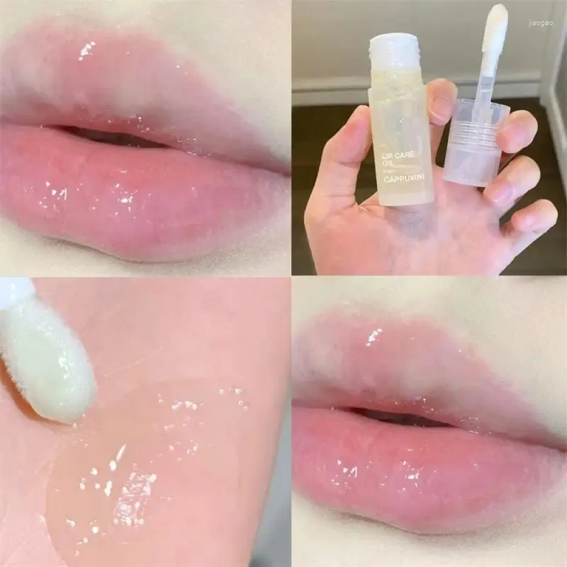 Brillant à lèvres Transparent, verre à huile Non collant, hydrate, teinte, soin repulpant, sérum primaire, grande brosse, maquillage pour les lèvres