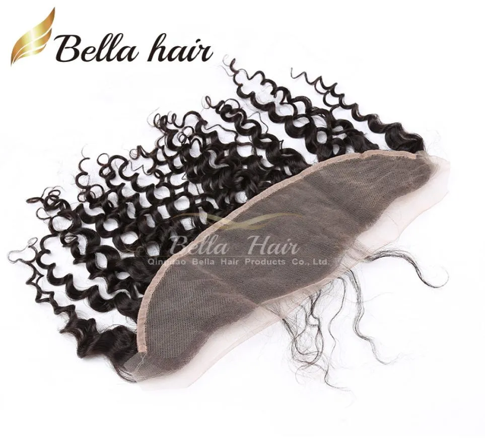 Curly Wave Frontalverschluss Nur 13x4 Ohr-Ohr-Spitzenstirnseiten mit Babyhaar Brasilianische Echthaarverlängerungen Bella Products8636919