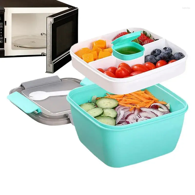 Dinnerware 3 Compartments Universal Salad Container High Quality Lunch Storage Box Portable Outdoor Camping Picnic