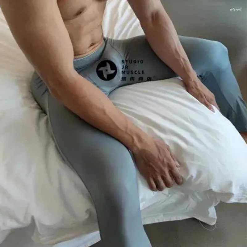 Mäns Sleepwear Summer Spring Ultra-Thin Transparent Sexiga män Se genom leggings långa Johns täta byxor underkläder