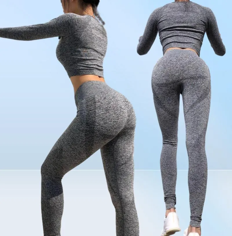 Sem costura roupas de ginástica feminino ginásio yoga conjunto conjuntos de treino de fitness yoga superior e atlético legging women039s roupas esportivas suit9104439