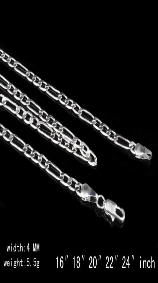 4mm Figaro Chain Necklace Fashion Classic Mens Long Necklace For Men Women 925 Sterling Silver Chain Jewelry 16 18 20 22 24Inches5606543