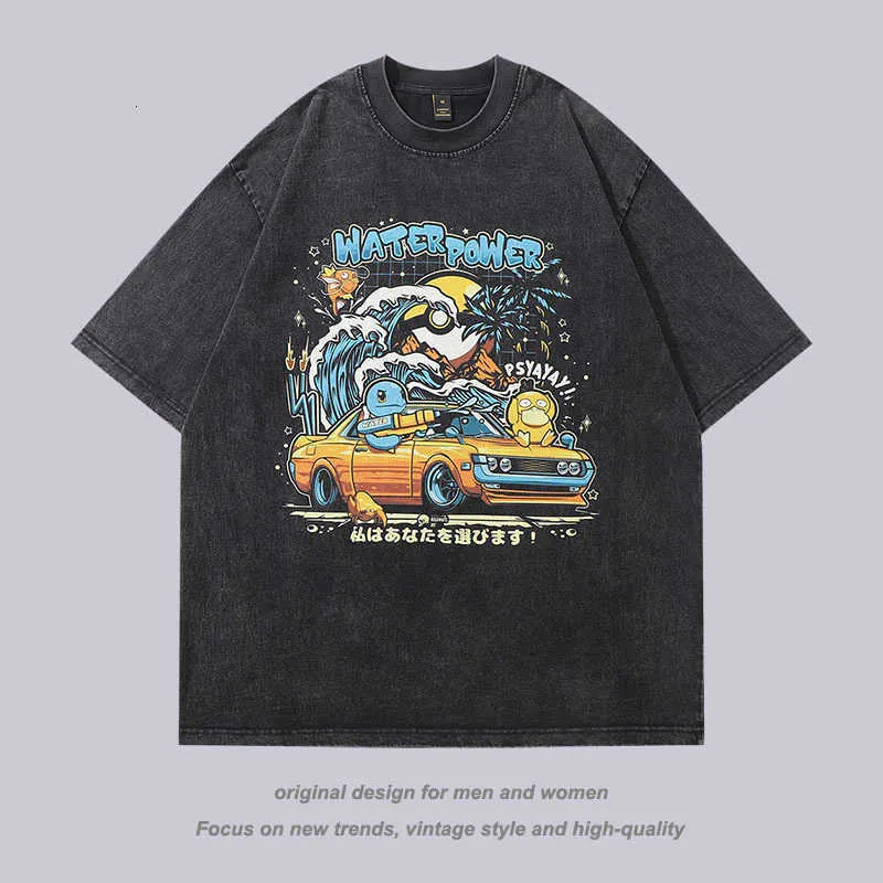 TKPA Hip Hop China-Chic Brand Direct Jet Printing Lavabile T-shirt a maniche corte da uomo e da donna Vintage American Casual Half