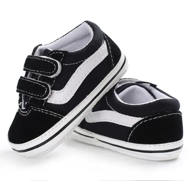 Baby First Walkers Crib Shoes Newborn Baby Girl Boy Soft Sole Shoe Anti Slip Canvas Sneaker Trainers Prewalker Black White 018M2352039