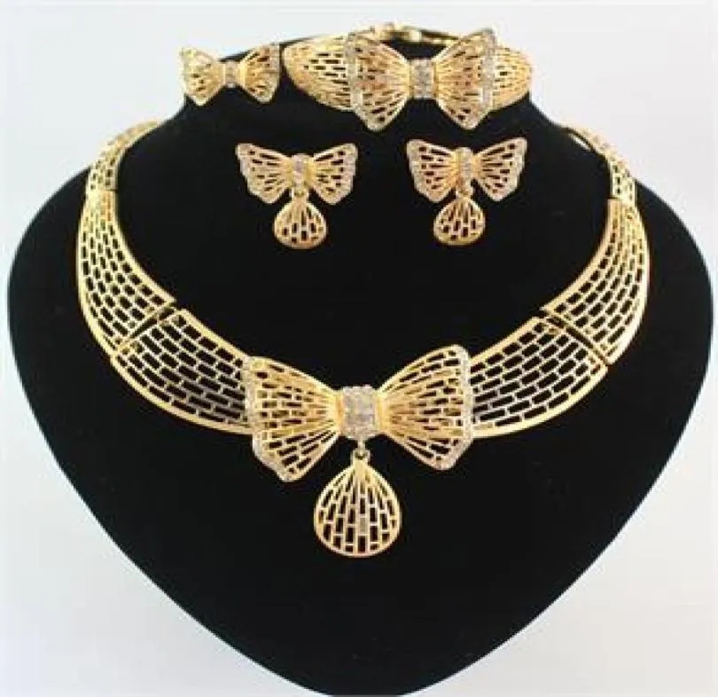 Wysokiej jakości 18 -karatowy złoto Kryształowy motyl afrykańska biżuteria Naszyjnik