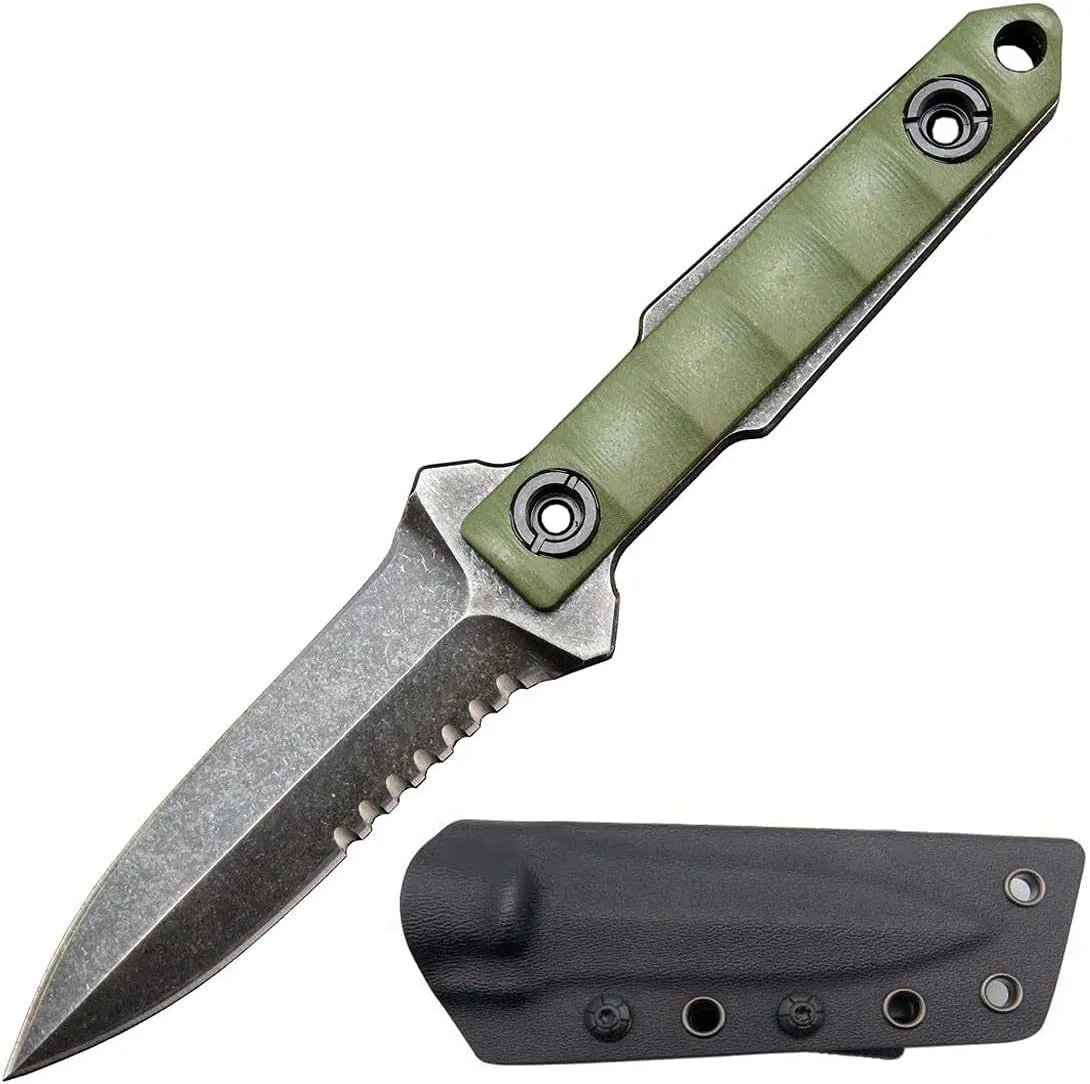 Speciale aanbieding A1230 Hoge kwaliteit Survival recht mes D2 Black Stone Wash Double Edge Blade Full Tang G10-handgreep Outdoor Camping Tactische messen met vast mes