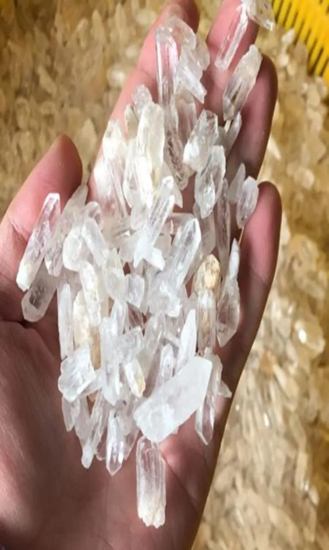 Natural branco claro cristal de quartzo diy pequeno hexaedro colunar áspero minério bruto energia pedra artes artesanato presentes 1aj bb8514027