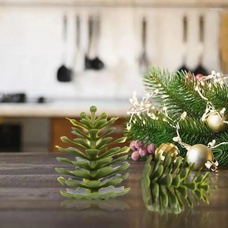 Dekorative Blumen, Tannenzapfen, Dekorationen, grün, künstlicher Weihnachtsbaumschmuck, realistische Mini-Größe, rustikale Kegeldekoration für Party
