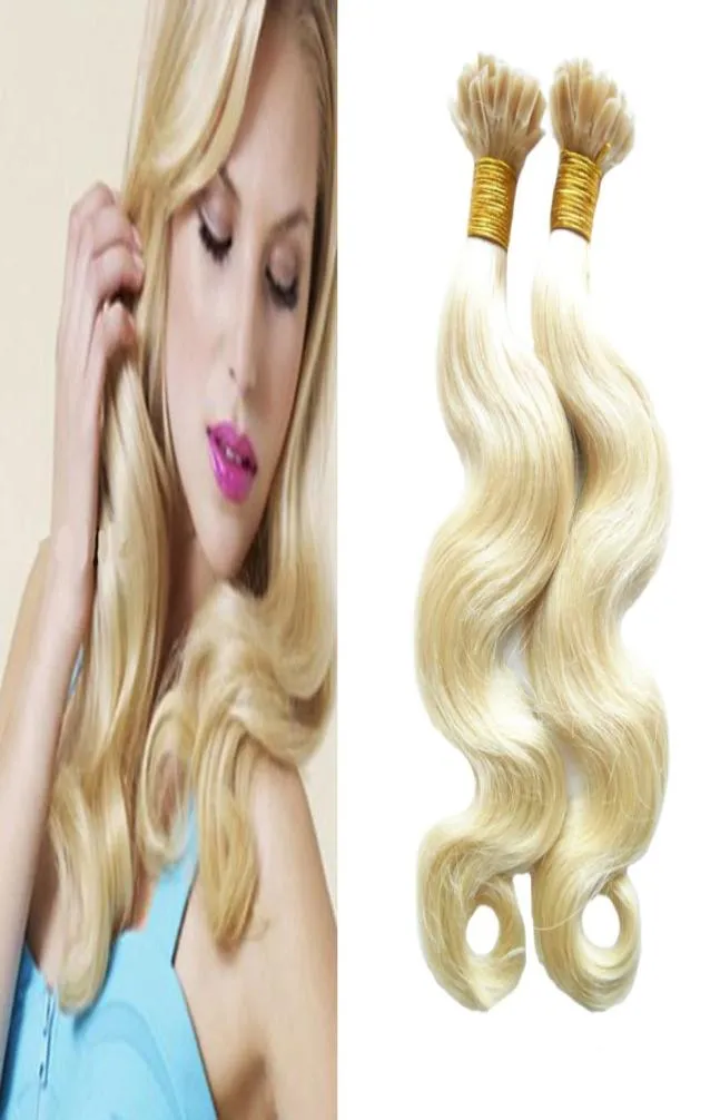 613 Blond brasilianska kroppsvåghårförlängningar 100 Remy Human Hair Nail U Tips Förbundna kapslar Hårförlängning 100G477379