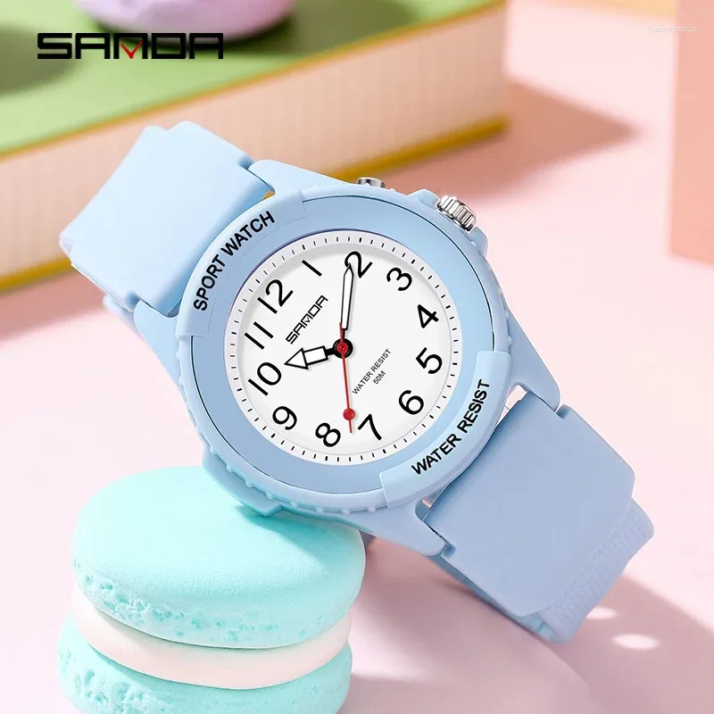 Montres-bracelets SANDA Marque Femmes Quartz Montre Casual Mode Arabe Numéral Échelle Silicone Montres Étanche 2024 6018