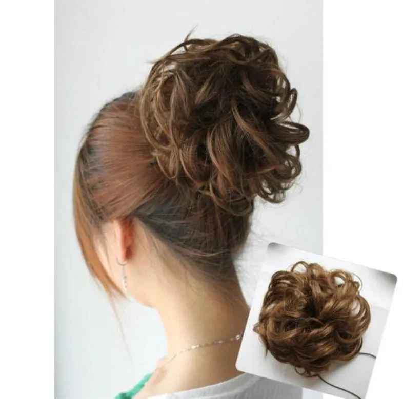 Ladies039 Big Curly Hair Buns Chignons Synthetisches Haar 4Kolors Drop 8617130