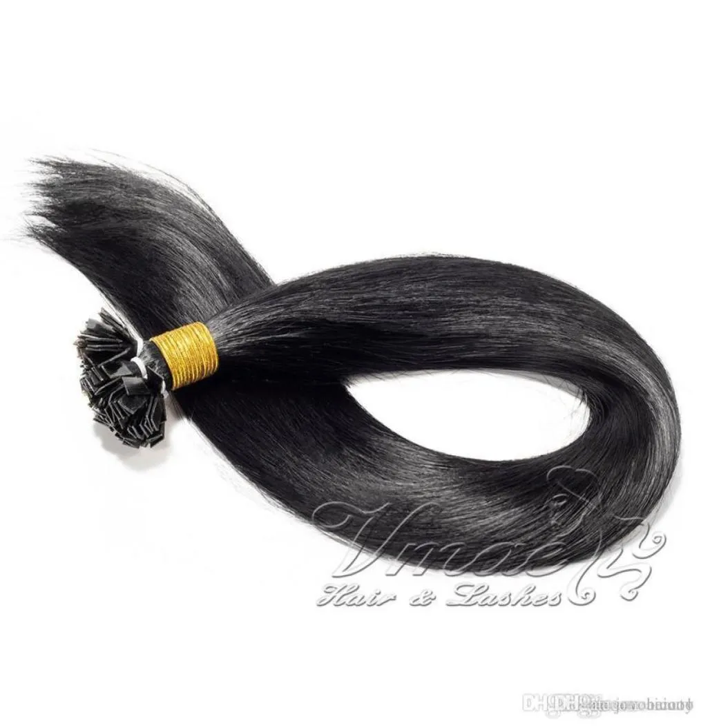 VM Extension de cheveux brésiliens lisses noirs à double pointe plate pré-collée 100 g de kératine 14 à 26 pouces 100 cheveux humains vierges6404575