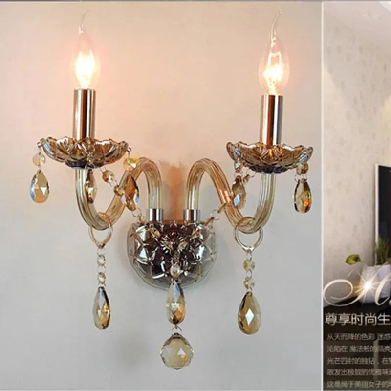 Wall Lamp Glass Arm Crystal Bedroom Bedside Dining Room Sconce Protective Antique Candle Light Nordic LED Lighting Fixtures