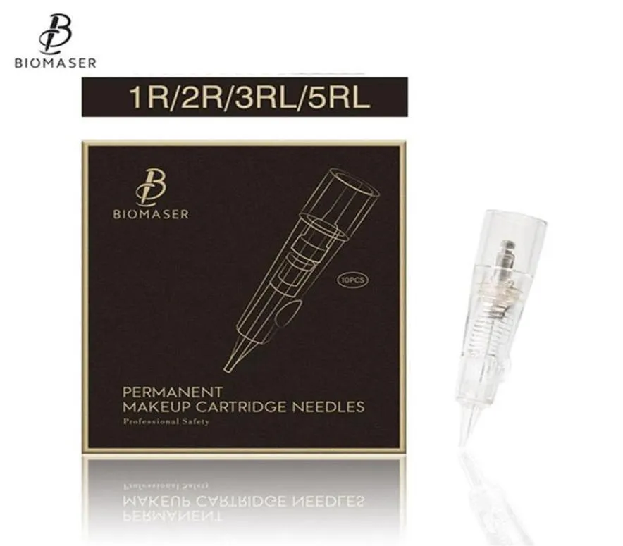 Biomaser Professional Permanent Makeup Cartridge Needles 1R 2R 3RL 5RL Disponibla Steriliserad tatuering Pen Maskinnålar Tips227A312521427