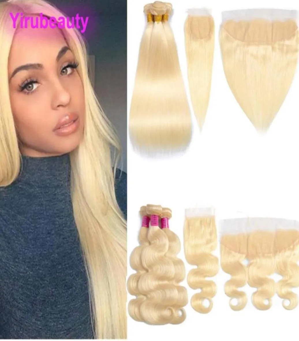 Brazilian Virgin Hair 613 Color Straight 3 Bundles With 4X4 Lace Closure Body Wave Bundle 13X4 Lace Frontal Peruvian Human Hair Bl1522318