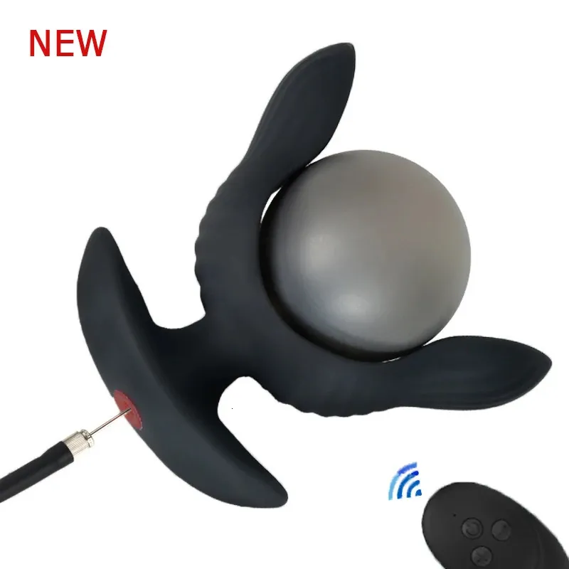 Silicone expansão inflável controle remoto vibração anal plug puxando grânulo feminino masturbação dispositivo buttplug dilatador 240102